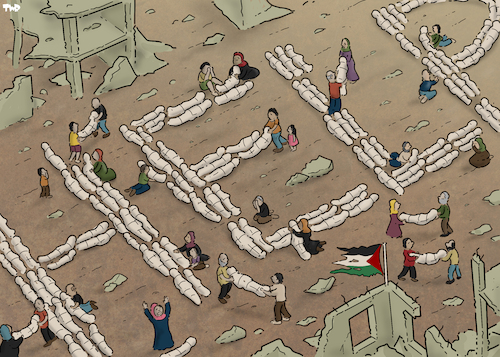 Cartoon: HELP (medium) by Tjeerd Royaards tagged gaza,palestineisrael,violence,war,victims,help,aid,gaza,palestineisrael,violence,war,victims,help,aid