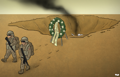 Cartoon: Leaving Afghanistan (medium) by Tjeerd Royaards tagged afghanistan,troops,usa,army,pullout,withdraw,war,leave,afghanistan,troops,usa,army,pullout,withdraw,war,leave