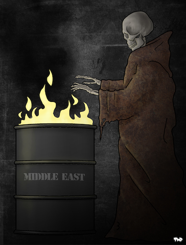 Cartoon: Middle East (medium) by Tjeerd Royaards tagged oil,middle,east,saudi,arabia,war,death,iran,oil,middle,east,saudi,arabia,war,death,iran