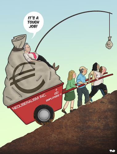 Cartoon: Neoliberalism (medium) by Tjeerd Royaards tagged company,multinational,ceo,work,money,wealth,bonus,company,multinational,ceo,work,money,wealth,bonus