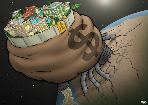 Cartoon: Parasite (medium) by Tjeerd Royaards tagged rich,wealth,money,greed,profit,earth,rich,wealth,money,greed,profit,earth