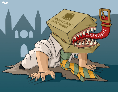 Cartoon: Prinsjesdag (medium) by Tjeerd Royaards tagged prinsjesdag,regering,bergoting,bezuinigingen