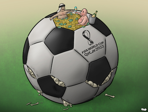 Cartoon: Qatar World Cup (medium) by Tjeerd Royaards tagged qatar,world,cup,2022,football,soccer,human,rights,qatar,world,cup,2022,football,soccer,human,rights