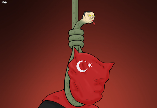 Cartoon: The Noose (medium) by Tjeerd Royaards tagged turkey,erdogan,death,penalty,capital,punishment,noose,snake,execution,turkey,erdogan,death,penalty,capital,punishment,noose,snake,execution