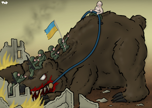 Cartoon: Unforeseen consequences... (medium) by Tjeerd Royaards tagged putin,russia,ukraine,offensive,putin,russia,ukraine,offensive