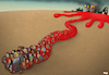 Cartoon: Blood spill (small) by Tjeerd Royaards tagged ethiopia,war,tigray,refugees,violence,blood,conflict