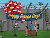 Cartoon: Happy Europe Day! (small) by Tjeerd Royaards tagged europe,day,borders,migrants,refugees