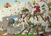 Cartoon: Just another day at the office (small) by Tjeerd Royaards tagged world,problems,global,issues,earth,solutions,war,conflict,hunger,climate