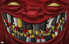 Cartoon: The face of war (small) by Tjeerd Royaards tagged war,violence,missiles,devil,satan,victims,weapons