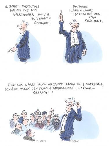 Cartoon: abbiegepfeil (medium) by woessner tagged ost,west,ddr,faschismus,kapitalismus,wiedervereinigung,verkehr,volkswagen,autobahn,stau,abbiegepfeil,ost,west,osten,westen,ddr,deutsche demokratische republik,faschismus,kapitalismus,wiedervereinigung,verkehr,volkswagen,autobahn,autos,auto,abbiegepfeil,stau,straßenverkehr,deutsche,demokratische,republik