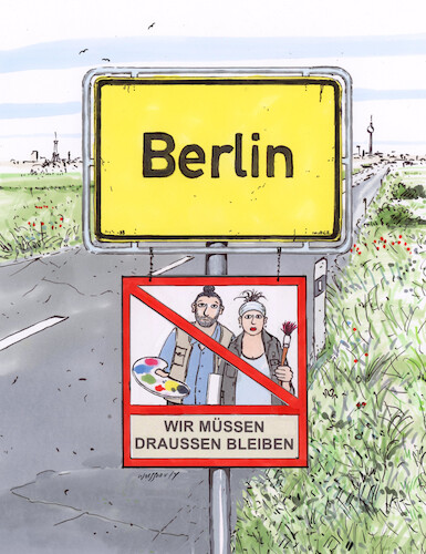 Cartoon: Ateliernotstand (medium) by woessner tagged cartoons,karikaturen,woessner,hauptstadt,metropole,millionenstadt,grossstadt,mieter,wohnungsmangel,wohnungsbau,wohnungswirtschaft,mietwucher,verdrängung,gentrifizierung,berlin,ateliernotstand,künstlerinnen,arbeitsmöglichkeiten,wohnungsnot,kunst,malerei,bildhauerei,kunstrichtungen,maler,bildhauer,wir,müssen,draussen,bleiben,cartoons,karikaturen,woessner,hauptstadt,metropole,millionenstadt,grossstadt,mieter,wohnungsmangel,wohnungsbau,wohnungswirtschaft,mietwucher,verdrängung,gentrifizierung,berlin,ateliernotstand,künstlerinnen,arbeitsmöglichkeiten,wohnungsnot,kunst,malerei,bildhauerei,kunstrichtungen,maler,bildhauer,wir,müssen,draussen,bleiben