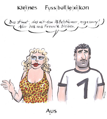 Cartoon: Aus (medium) by woessner tagged freimut,woessner,karikaturen,cartoons,sprache,fussballsprache,sport,ballsport,aus,kleines,fussball,lexikon,beziehung,fussballspieler,spielerbraut,schluss,machen,schlussmachen,freimut,woessner,karikaturen,cartoons,sprache,fussballsprache,sport,ballsport,aus,kleines,fussball,lexikon,beziehung,fussballspieler,spielerbraut,schluss,machen,schlussmachen