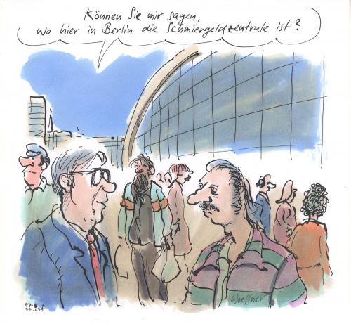 Cartoon: Bahnhof (medium) by woessner tagged schmiergeld,korruption,schmiergeld,korruption,bahnhof,zentrale,berlin,bahn,hauptstadt,bestechung,vorteilsnahme,durchstechen,wirtschaftsverbrechen,steuerbetrüger,schmiergeldzahlung,vorteilsgewährung,schmieren,veruntreuung,untreue,betrug