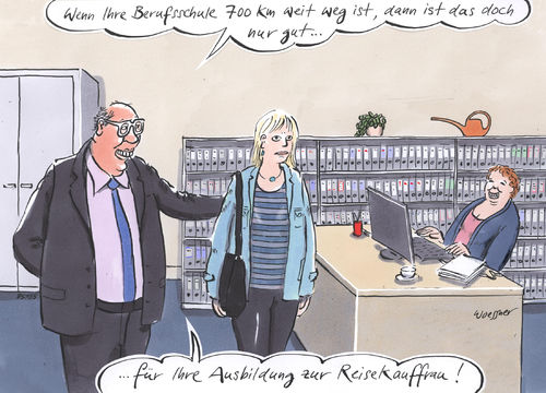 Cartoon: Berufsschule (medium) by woessner tagged woessner,karikatur,cartoon,berufsschule,entfernung,schließung,konzentration,demoskopie,geburtenschwache,jahrgänge,land,provinz,fläche,landflucht,ausbildung,berufliche,bildung,duales,system,oberstufenzentrum,osz,lehrling,berufsausbildung,lehrer,auszubildender,azubi,arbeit,arbeitsplatz,wirtschaft,ausbildungsbetrieb,woessner,karikatur,cartoon,berufsschule,entfernung,schließung,konzentration,demoskopie,geburtenschwache,jahrgänge,land,provinz,fläche,landflucht,ausbildung,berufliche,bildung,duales,system,oberstufenzentrum,osz,lehrling,berufsausbildung,lehrer,auszubildender,azubi,arbeit,arbeitsplatz,wirtschaft,ausbildungsbetrieb