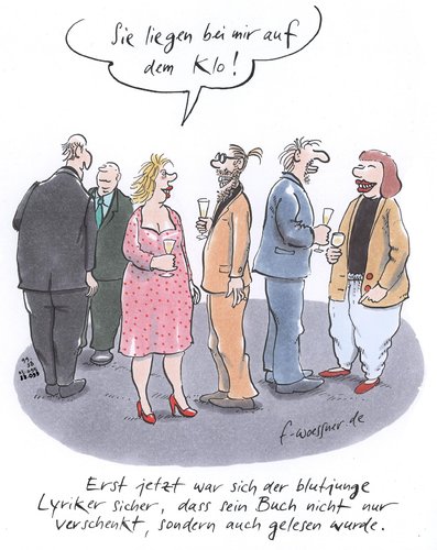 Cartoon: blutjunger dichter (medium) by woessner tagged blutjunger,dichter,klo,toilette,lesen,buchmesse,literatur,dichtung,lyrik,party,vernissage,blutjunger,dichter,klo,toilette,lesen,buchmesse,literatur,dichtung,lyrik,party,vernissage