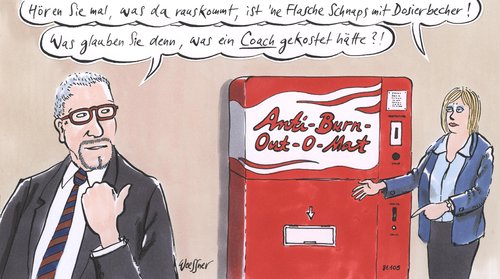 Cartoon: burnoutomat (medium) by woessner tagged burn,out,automat,alkohol,coach,psychologe,psychiater,betrieb,schule,überlastung,überforderung,gewerkschaft,burn out,automat,alkohol,psychologe,psychiater,betrieb,überlastung,überforderung,stress,arbeit,depressionen,burn,out