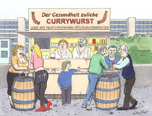 Cartoon: currywurst (medium) by woessner tagged woessner,karikatur,cartoon,ernährung,nahrungsmittel,ungesund,fett,fettleibig,pommes,majo,ketchup,schweinefleisch,massentierhaltung,vegetarisch,verführung,überredung,werbung,currywurst,der,gesundheit,zuliebe,essen,junk,food,imbiss,wurstbude,rechtsdrehende,milchsäuren,gesundheitswahn,wellness,reformhaus,bio,öko,umwelt,konsum,fleisch,etikettenschwindel,woessner,karikatur,cartoon,ernährung,nahrungsmittel,ungesund,fett,fettleibig,pommes,majo,ketchup,schweinefleisch,massentierhaltung,vegetarisch,verführung,überredung,werbung,currywurst,der,gesundheit,zuliebe,essen,junk,food,imbiss,wurstbude,rechtsdrehende,milchsäuren,gesundheitswahn,wellness,reformhaus,bio,öko,umwelt,konsum,fleisch,etikettenschwindel