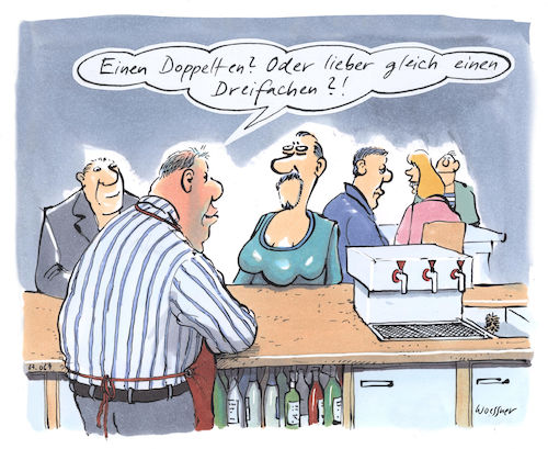 Cartoon: Doppelter (medium) by woessner tagged freimut,woessner,karikaturen,cartoons,doppelter,wirt,geschlechtsmerkmale,gender,studies,nonsens,problembewältigung,unsinn,betäubung,psychologie,einen,doppelten,dreifacher,schnaps,alkohol,kneipe,wirtschaft,tresen,trinken,geschlecht,geschlechtsumwandlung,schönheitsoperation,schönheit,männlich,weiblich,mann,weib,frau,freimut,woessner,karikaturen,cartoons,doppelter,wirt,geschlechtsmerkmale,gender,studies,nonsens,problembewältigung,unsinn,betäubung,psychologie,einen,doppelten,dreifacher,schnaps,alkohol,kneipe,wirtschaft,tresen,trinken,geschlecht,geschlechtsumwandlung,schönheitsoperation,schönheit,männlich,weiblich,mann,weib,frau