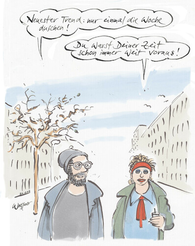 Cartoon: Duschen (medium) by woessner tagged cartoon,karikatur,woessner,hipster,duschen,neuer,trend,lifestyle,hygiene,sauberkeit,körperpflege,trendsetter,influencer,mode,waschen,wäsche,baden,deodorant,seife,ordentlich,sauber,seiner,zeit,voraus,schlagfertig,beziehung,cartoon,karikatur,woessner,hipster,duschen,neuer,trend,lifestyle,hygiene,sauberkeit,körperpflege,trendsetter,influencer,mode,waschen,wäsche,baden,deodorant,seife,ordentlich,sauber,seiner,zeit,voraus,schlagfertig,beziehung