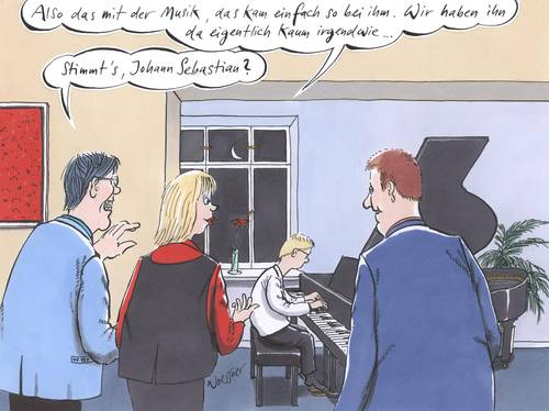 Cartoon: Johann Sebastian (medium) by woessner tagged musik,unterricht,förderung,begabung,ehrgeiz,erziehung,eltern,kind,klavierunterricht,heuchelei,genie,bach,unterricht,förderung,musik,begabung,ehrgeiz,eltern,kind,klavierunterricht,heuchelei,bach,genie,johann sebastian bach,bildung,wissen,erfolg,ruhm,druck,manipulation,johann,sebastian