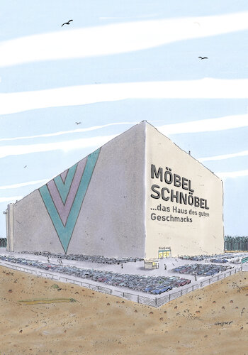Cartoon: Möbel Schnöbel (medium) by woessner tagged cartoons,karikaturen,woessner,handwerkskunst,geschmackvoll,geschmacklos,zweckbau,praktisch,quadratisch,industrie,lifestyle,geschmacklosigkeit,fliessband,norm,möbel,schnöbel,architektur,geschmack,ästhetik,konsum,preis,inneneinrichtung,wohnen,wohnkultur,bau,industriebau,grüne,wiese,bauhaus,bauen,städtebau,stil,ambiente,cartoons,karikaturen,woessner,handwerkskunst,geschmackvoll,geschmacklos,zweckbau,praktisch,quadratisch,industrie,lifestyle,geschmacklosigkeit,fliessband,norm,möbel,schnöbel,architektur,geschmack,ästhetik,konsum,preis,inneneinrichtung,wohnen,wohnkultur,bau,industriebau,grüne,wiese,bauhaus,bauen,städtebau,stil,ambiente