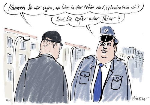 Cartoon: Opfer Täter (medium) by woessner tagged asyl,asylant,asylverfahren,anerkennung,abschiebung,sicheres,herkunftsland,ausländerfeindlichkeit,fremdenhass,armutsflüchtling,politische,verfolgung,flucht,vertreibung,flüchtling,asylantenheim,polizist,polizei,politik,asylpolitik,europa,eu,europäische,union,nazi,neonazi,rechtsradikale,anschlag,terror,flüchtlingsheim,asyl,asylant,asylverfahren,anerkennung,abschiebung,sicheres,herkunftsland,ausländerfeindlichkeit,fremdenhass,armutsflüchtling,politische,verfolgung,flucht,vertreibung,flüchtling,asylantenheim,polizist,polizei,politik,asylpolitik,europa,eu,europäische,union,nazi,neonazi,rechtsradikale,anschlag,terror,flüchtlingsheim