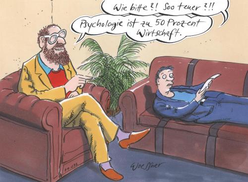 Cartoon: Psychologie (medium) by woessner tagged psychologie,wirtschaft,psychiater,psychoanalyse,geld,teuer,rechnung,sprichwort,psychologie,wirtschaft,psychiater,psychoanalyse,geld,teuer,rechnung,sprichwort