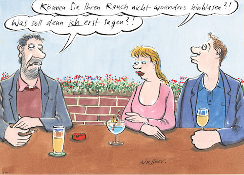 Cartoon: Rauch blasen (medium) by woessner tagged woessner,karikaturen,cartoons,genuss,freizeit,lokal,sucht,suchtmittel,abhängigkeit,laster,gewohnheit,krankheit,lebenserwartung,rücksichtnahme,toleranz,aggression,umgangston,benehmen,rauch,raucher,nichtraucher,rücksicht,selbstmitleid,passivrauchen,gesundheit,zigarette,zigarre,pfeife,zigarettenraucher,zigarettenrauch,kneipe,wirtschaft,gaststätte,ausflugslokal,bewirtung,gäste,bier,cocktail,woessner,karikaturen,cartoons,genuss,freizeit,lokal,sucht,suchtmittel,abhängigkeit,laster,gewohnheit,krankheit,lebenserwartung,rücksichtnahme,toleranz,aggression,umgangston,benehmen,rauch,raucher,nichtraucher,rücksicht,selbstmitleid,passivrauchen,gesundheit,zigarette,zigarre,pfeife,zigarettenraucher,zigarettenrauch,kneipe,wirtschaft,gaststätte,ausflugslokal,bewirtung,gäste,bier,cocktail