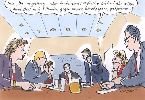 Cartoon: schrottpapiere (medium) by woessner tagged nzkrise,banken,spekulation,finanzbranche,blase,griechenland,euro,europa,banken,bank,spekulation,finanzbranche,blase,griechenland,euro,europa