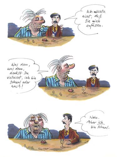 Cartoon: schwul oder was (medium) by woessner tagged schwul,homosexuell,hitzelsperger,homosexualität,outing,fussball,kneipe,alkohol,benehmen,mann,ästhetik,homophobie,schwul,homosexuell,hitzelsperger,homosexualität,outing,fussball,sex,kneipe,alkohol,benehmen,mann,ästhetik,homophobie