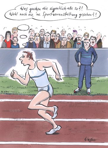 Cartoon: sportveranstaltung (medium) by woessner tagged sportveranstaltung,olympiade,leichtathletik,zuschauer,neugier,leistungssport,show,event,olympiade,olympia,leichtathletik,leistungssport,sportveranstaltung