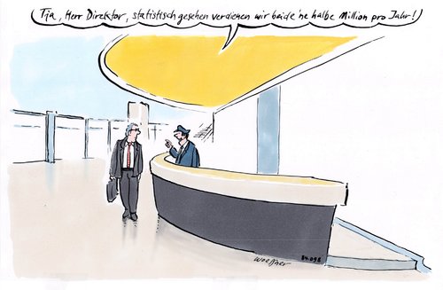 Cartoon: statistisch gesehen (medium) by woessner tagged statistik,durchschnitt,forschung,wissenschaft,beweis,arbeitgeber,arbeitnehmer,firma,betrieb,mindestlohn,armut,reichtum,gesellschaft,klasse,schicht,einkommenunterschied,statistik,durchschnitt,forschung,wissenschaft,beweis,arbeitgeber,arbeitnehmer,firma,betrieb,mindestlohn,armut,reichtum,gesellschaft,klasse,schicht,einkommenunterschied