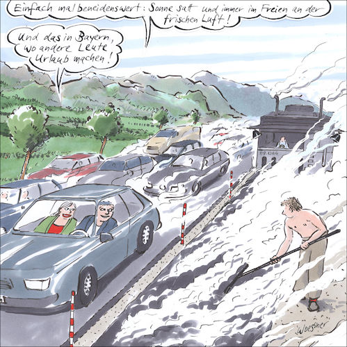 Cartoon: Strassenbau (medium) by woessner tagged woessner,karikaturen,cartoons,gewerkschaft,betriebsrat,arbeitsrecht,arbeitsplatz,gefahr,gefährdung,verkehr,strasse,bayern,urlaub,urlaubsland,erholung,ignoranz,tourismus,touristen,urlauber,strassenbau,arbeitsbelastung,stress,gefahrstoffe,unverständnis,strassenbauarbeiter,belastung,atemwege,luftverschmutzung,umwelt,schadstoffe,luftschadstoffe,berufskrankheit,woessner,karikaturen,cartoons,gewerkschaft,betriebsrat,arbeitsrecht,arbeitsplatz,gefahr,gefährdung,verkehr,strasse,bayern,urlaub,urlaubsland,erholung,ignoranz,tourismus,touristen,urlauber,strassenbau,arbeitsbelastung,stress,gefahrstoffe,unverständnis,strassenbauarbeiter,belastung,atemwege,luftverschmutzung,umwelt,schadstoffe,luftschadstoffe,berufskrankheit