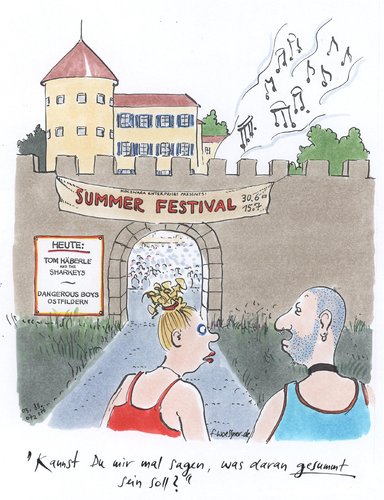 Cartoon: summer festival (medium) by woessner tagged summer,festival,konzert,open,air,rock,musik,burg,event,jugend,summer,festival,konzert,open,air,rock,musik,burg,event,jugend
