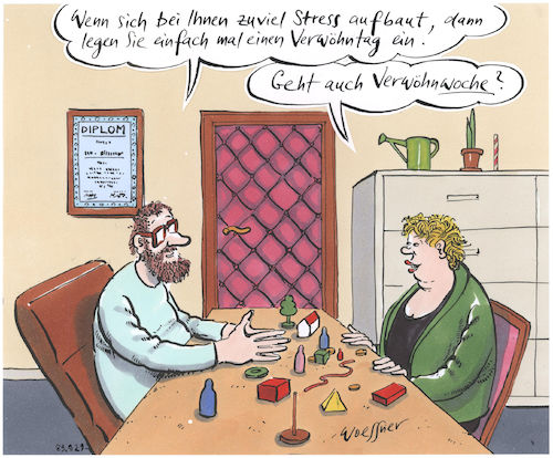 Cartoon: Verwöhnwoche (medium) by woessner tagged woessner,karikaturen,cartoons,arztgespräch,anamnese,beratung,coaching,training,überlebenstraining,arbeit,arbeitsplatz,arbeitsgesundheit,ausgleich,relaxen,runterkommen,seele,baumeln,lassen,verwöhnwoche,arzt,psychiater,psychologe,patient,klient,stress,überlastung,verwöhnung,verwöhnen,savoir,vivre,lebenskunst,erholung,ruhe,ausruhen,stressabbau,entspannen,entspannung,woessner,karikaturen,cartoons,arztgespräch,anamnese,beratung,coaching,training,überlebenstraining,arbeit,arbeitsplatz,arbeitsgesundheit,ausgleich,relaxen,runterkommen,seele,baumeln,lassen,verwöhnwoche,arzt,psychiater,psychologe,patient,klient,stress,überlastung,verwöhnung,verwöhnen,savoir,vivre,lebenskunst,erholung,ruhe,ausruhen,stressabbau,entspannen,entspannung