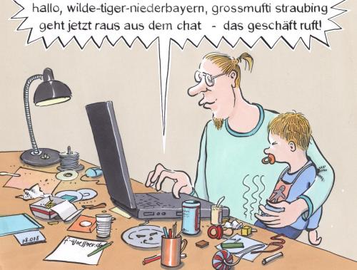 Cartoon: wilde tiger niederbayern (medium) by woessner tagged pc,computer,internet,it,chat,vater,pflicht,kind,säugling,windel,show,angeber,gesellschaft,internet,abhörsystem,ausspionieren,bespitzeln,big brother,datenschutz,kontrolle,privatssphäre,überwachung,wanze,digitale medien,fortschritt,interaktivität,kommunikation,net,netzwerk,neue medien,online,offline,technik,vernetzt,web,world wide web,anonymität,benutzer,chat,chatroom,chatten,community,datenspeicherung,entwicklung,foren,forum,identität,internetsucht,medium,messenger,msn,netzkultur,plattform,selbstdarstellung,soziales netzwerk,vernetzung,virtualität,web 20,www,säugling,kind,pflicht,vater,gesellschaft,computer,pc,rechner,sucht,verpflichtung,familie,verantwortung,vernachlässigung,sohn,beschäftigung,freizeit,erziehung,kümmern,versorgen,geschäft,windel,radio,icq,big,brother,digitale,medien,neue,world,wide,soziales,20