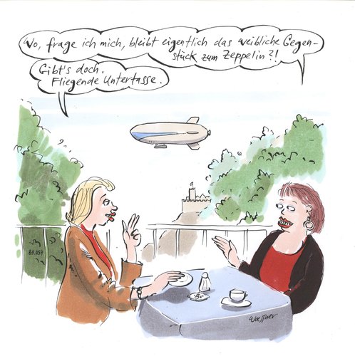 Cartoon: zeppelin (medium) by woessner tagged weibliches,gegenstück,zum,zeppelin,ufo,fliegende,untertasse,luftschiff,verkehr,sexismus,weibliches,gegenstück,zum,zeppelin,ufo,fliegende,untertasse,luftschiff,verkehr,sexismus