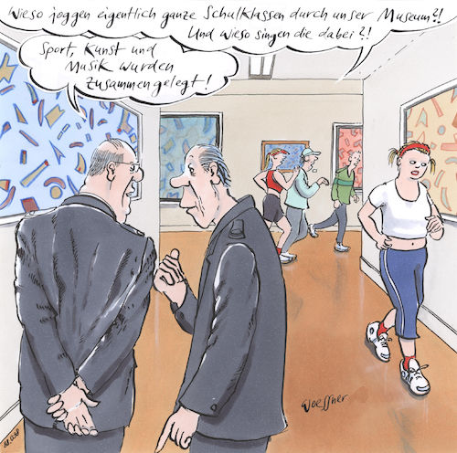 Cartoon: zusammengelegt (medium) by woessner tagged freimut,woessner,cartoons,karikaturen,schüler,jugend,jugendliche,ausbildung,rahmenplan,unterrichtsmethoden,musisch,musikalische,sportliche,künstlerische,erziehung,pädagogik,kunst,musik,sport,zusammengelegt,schule,unterricht,bildung,museum,schulklassen,joggen,jogging,singen,gesang,kunstmuseum,museumswärter,aufsicht,aufsichtspersonal,freimut,woessner,cartoons,karikaturen,schüler,jugend,jugendliche,ausbildung,rahmenplan,unterrichtsmethoden,musisch,musikalische,sportliche,künstlerische,erziehung,pädagogik,kunst,musik,sport,zusammengelegt,schule,unterricht,bildung,museum,schulklassen,joggen,jogging,singen,gesang,kunstmuseum,museumswärter,aufsicht,aufsichtspersonal