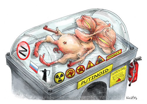 Cartoon: Putinoid (medium) by kusto tagged putin,putinoid,danger,war,russia