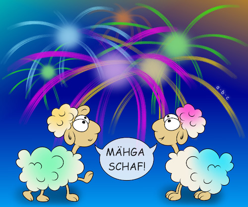 Cartoon: MÄHGA SCHAF! (medium) by a-b-c tagged abc,silvester,neujahr,feuerwerk,vorsätze,glücksbringer,knaller,böller,aberglaube,rakete,party,feier,krapfen,korken,champagner,sekt,mitternacht,jahreswechsel,kalender,schafe,tiere,wortwitz,abc,silvester,neujahr,feuerwerk,vorsätze,glücksbringer,knaller,böller,aberglaube,rakete,party,feier,krapfen,korken,champagner,sekt,mitternacht,jahreswechsel,kalender,schafe,tiere,wortwitz