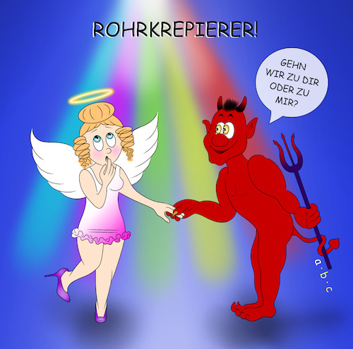 Cartoon: Rohrkrepierer (medium) by a-b-c tagged engel,himmel,himmlisch,götzenbilder,teufel,hölle,fegefeuer,böse,gegensätze,discothek,party,tanzen,club,rendezvous,nachtclub,verabredung,date,tanzfläche,abc,discokugel,onlinedating,missverständnis,erotik,glück,beziehunglichteffekt,engel,himmel,himmlisch,götzenbilder,teufel,hölle,fegefeuer,böse,gegensätze,discothek,party,tanzen,club,rendezvous,nachtclub,verabredung,date,sex,tanzfläche,abc,discokugel,onlinedating,missverständnis,erotik,glück,beziehunglichteffekt