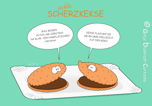Cartoon: Scherzkekse (medium) by a-b-c tagged keks,doppelkeks,scherzkeks,schokolade,flachwitz,witz,gebäck,süßigkeit,parkplatz,plätzchen,auto,keks,doppelkeks,scherzkeks,schokolade,flachwitz,witz,gebäck,süßigkeit,parkplatz,plätzchen,auto