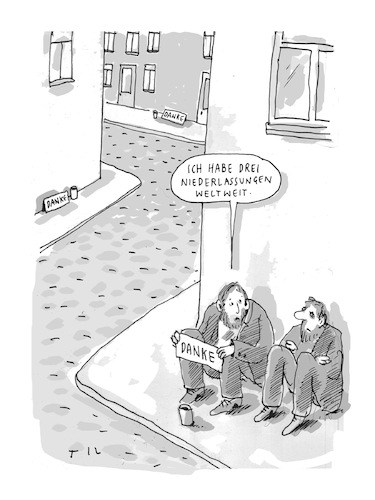 Cartoon: Weltweit (medium) by Til Mette tagged bettler,globalisierung,wirtschaft