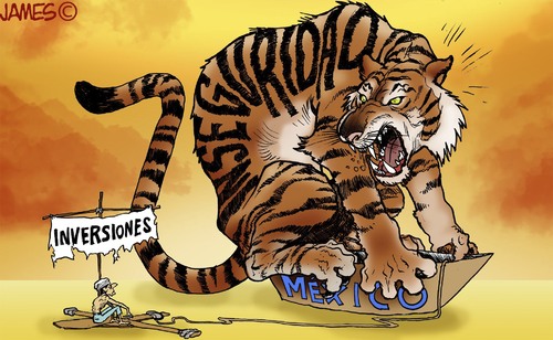 Cartoon: Naufragos (medium) by JAMEScartoons tagged tigre,bote,naufrago,oceano,corrupcion,inversionista,james,cartonista,jaime,mercado