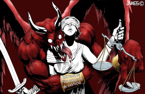 Cartoon: siempre juntos (medium) by JAMEScartoons tagged justicia,demonio,diablo,devil