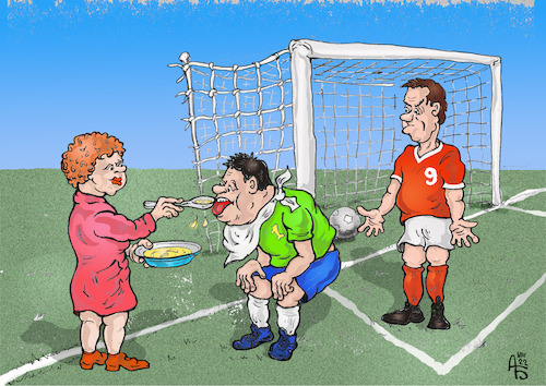 Cartoon: Der Torhüter ist abgelenkt (medium) by Back tagged torhüter,fußball,soccer,football,sport