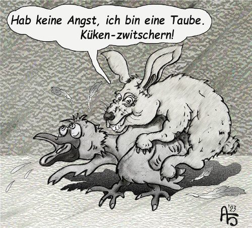 Cartoon: Die Taube (medium) by Back tagged taube,kaninche,konflikt,attacke,angriff,gewalt,erzwingung,vergewaltigung,zwang,violenz