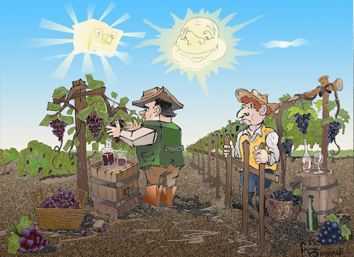 Cartoon: Different varieties (medium) by Back tagged collection,assembly,collecting,gathering,feecrop,yield,plant,gather,fruit,harvest,fruitage,product,grape,lese,ernten,mähen,landwirtschaft,ernte,ertrag,grapevine,husbandry,agronomy,agriculture,farming,wine,vine,grapes,traube,weinrebe,wein,weinstock,weinbeeren,weintrauben,different,varieties,consumerism,capitalism,consumer,sustainability,marketing,consumerbehavior,contemporaryart,environment,business,consumers,consciousconsumer,economic,spolitical,customerconsumerprotection