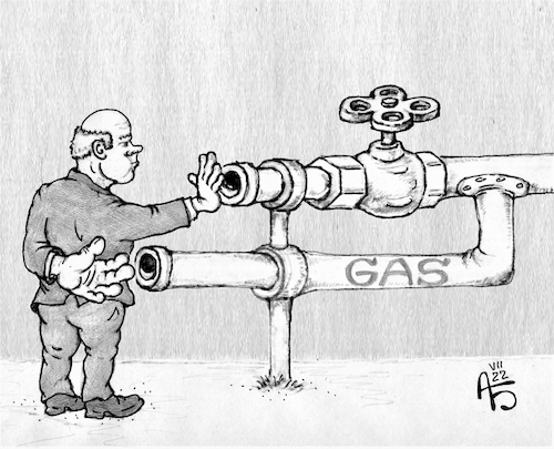 Cartoon: Ich will es nicht aber ich brau (medium) by Back tagged gas,gazprom,russland,deutschland,märkte,investitionen,erdgas,gaskrise,ich