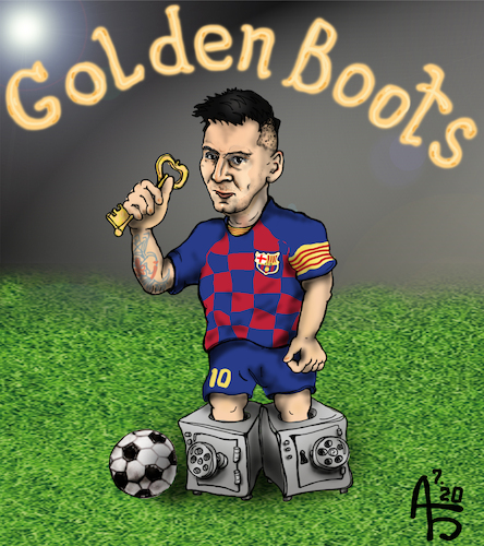 Cartoon: Messi (medium) by Back tagged messi,goldenboots,soccer,football